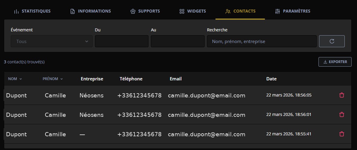 Gestion de contacts et suivi des échanges